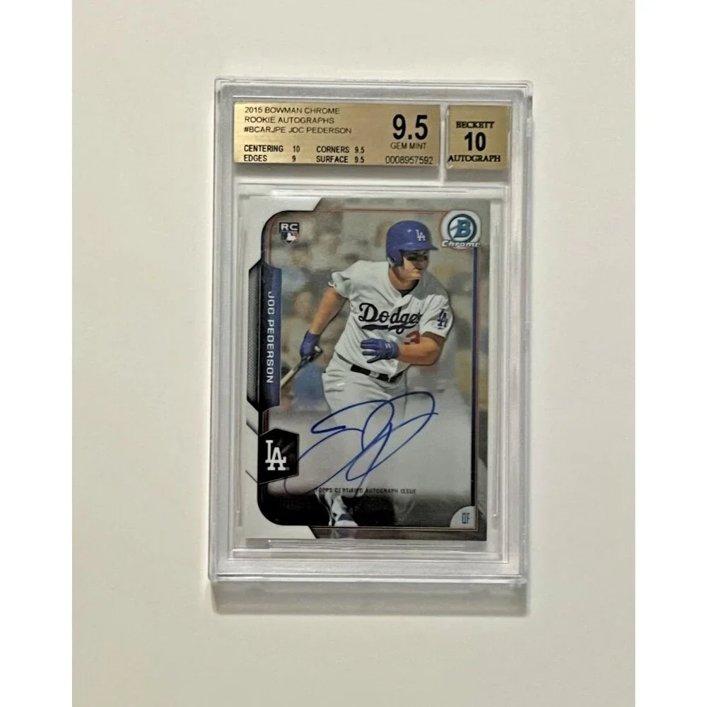 2015 Bowman Chrome Rookie Joc Pederson BGS 9.5 Gem Mint and 10 Auto